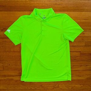 Adidas Golf Polo Shirt‎ Mens Medium Neon Green Short Sleeve Athletic Activewear